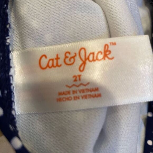 Cat & Jack Tutu Swimsuit Navy White Polka Dot One Piece Swimwear Size 2T - Picture 8 of 9